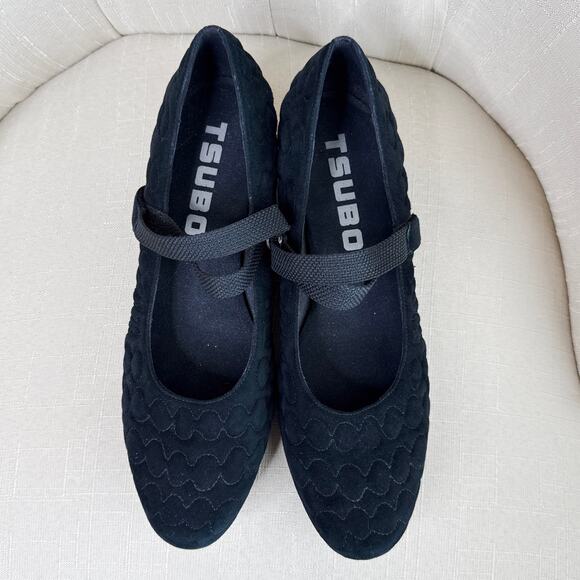 TSUBO Women's Juba Suede Leather Quilted Mary Jane Kitten Heels Size 8 Black‎ - Picture 9 of 10